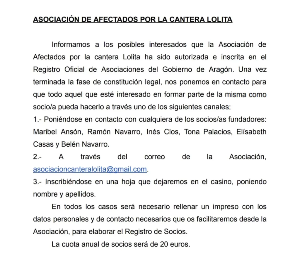 Asociación de afectados por la cantera Lolita